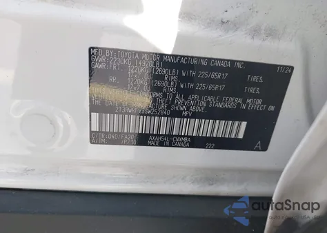 2025 Toyota Rav4 Hybrid Xle from USA, damaged, VIN 2T3RWRFV3SW252840